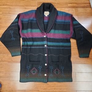 VINTAGE WOOLRICH JACKET 100% WOOL AZTEC BLACK XL COAT